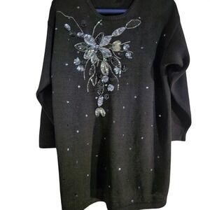 Colleens Collectibles‎ Black Embellished Beaded Sequin Sweater Women's Medium